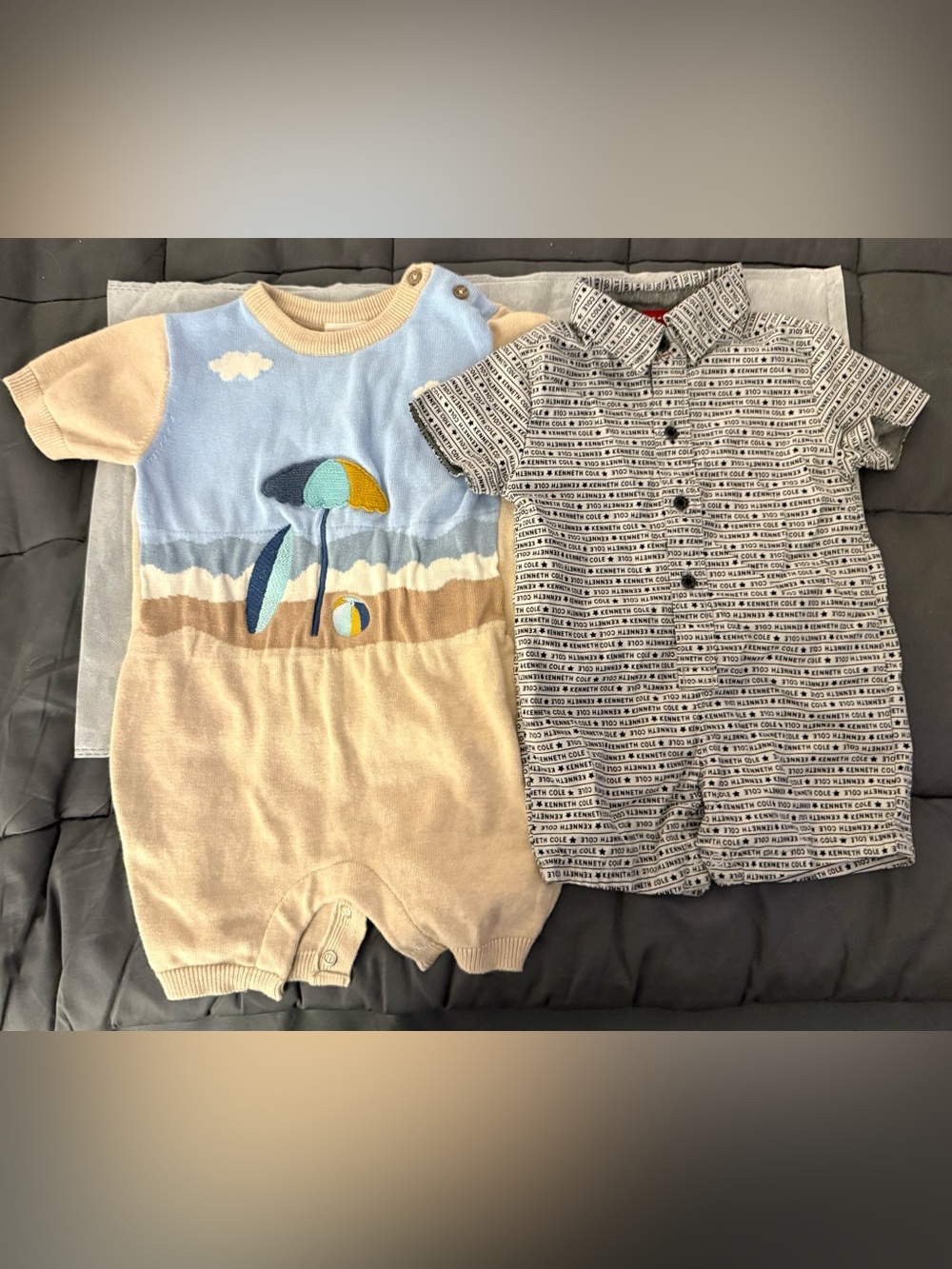 2 designer infant onesies … Kenneth Cole (3-6 mos & Viverano (12-18 mos)